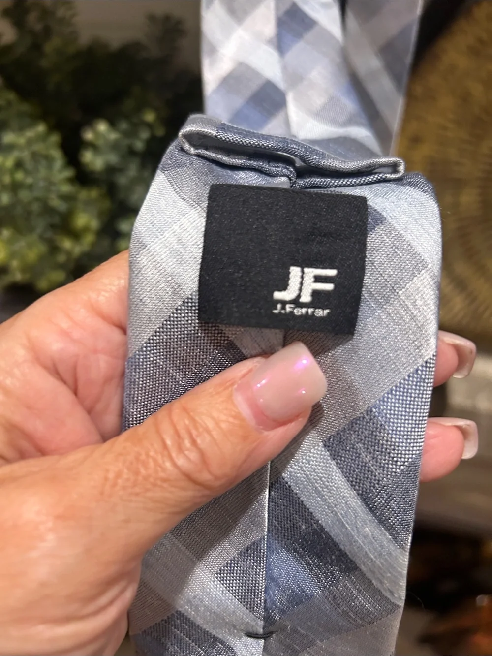 Light Blue and Gray Plaid Men's Tie use for a women’s belt